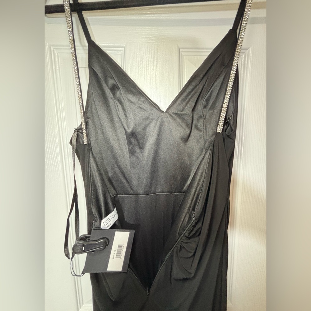 NWT IEENA FOR MAC DUGGAL SZ 2 BLACK Faux Wrap With Open Wrap Dress ##26695 - Picture 7 of 11